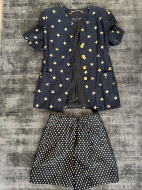 Escada Navy Jacket with Gold Star Accents